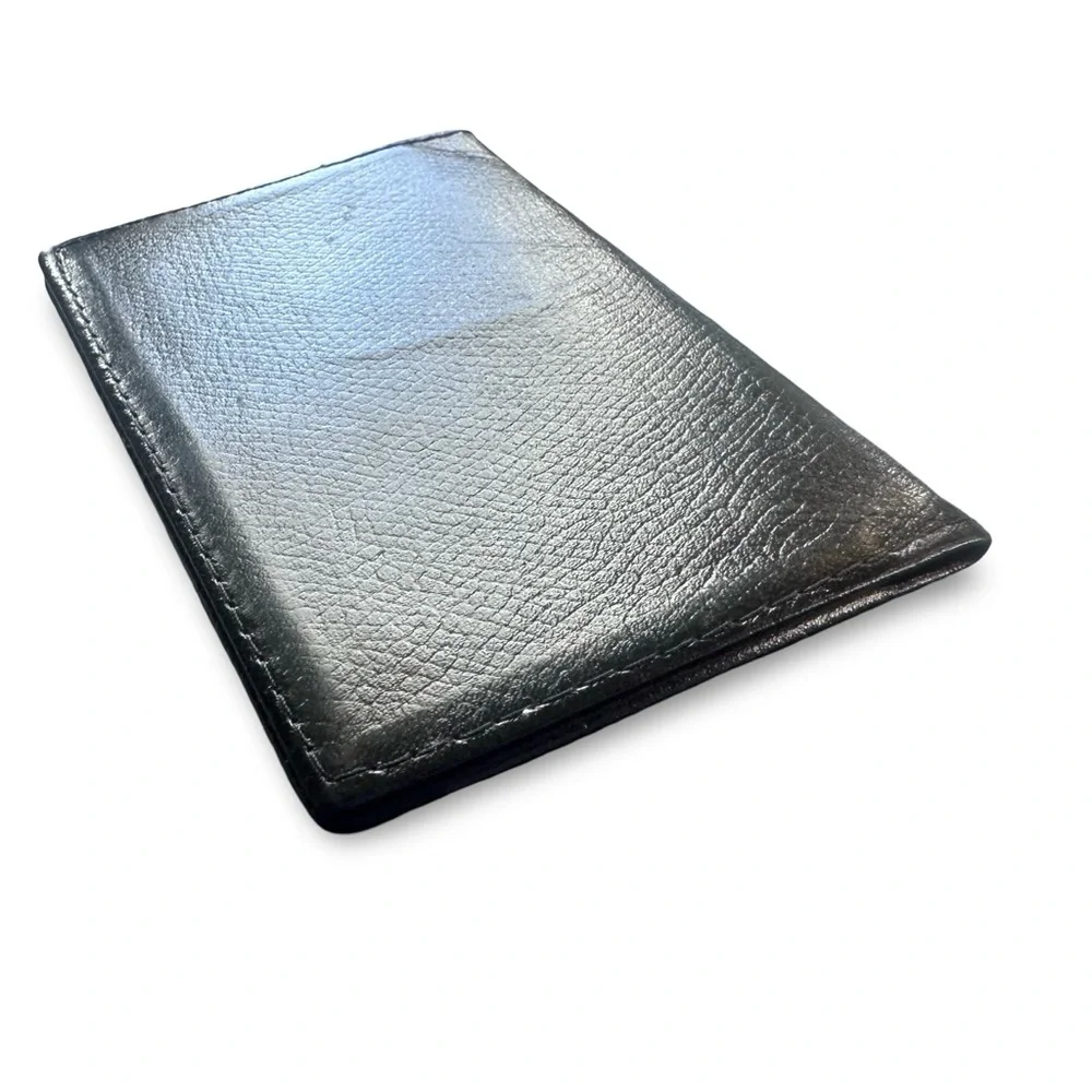 TIFFANY & CO. Black Leather Bifold Slim Card Pocket Wallet Excellent! Unisex